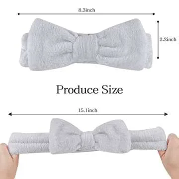 Casoty 6 Pcs Hair Band, Soft Coral Fleece Spa Headbands for Washing Face, Bow Hair Band, Makeup Headband, Skincare Headbands, Yoga, One Size Fits All, Grey, White, Black