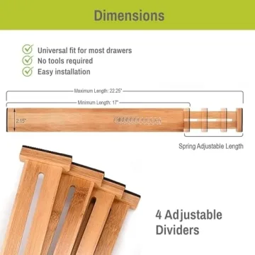 Adjustable Bamboo Drawer Organizer - Expandable & Water-Resistant