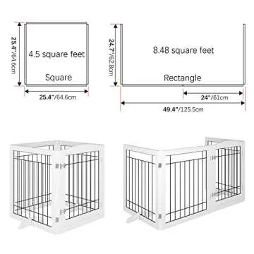 Vantas Folding Pet Gate 96" Wide, 30" Tall No-Assembly Wooden Dog Gate with Door Walk Through, Freestanding Wire Pet Gate, Pet Puppy Safety Fence, with 2PCS Support - White