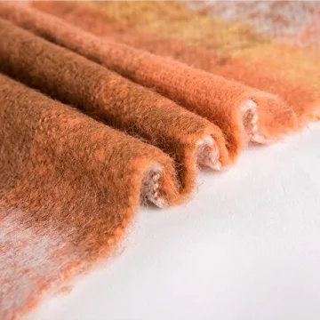 G Lake Orange Plaid Blanket Soft Reversible Fringed Throw