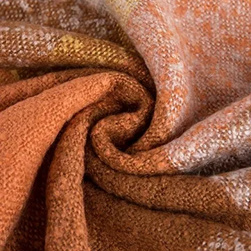 G Lake Orange Plaid Blanket Soft Reversible Fringed Throw