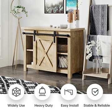 EaseLife 3.3 FT Cabinet Mini Sliding Barn Door Hardware Track Kit,Easy Install,Slide Smoothly Quietl...