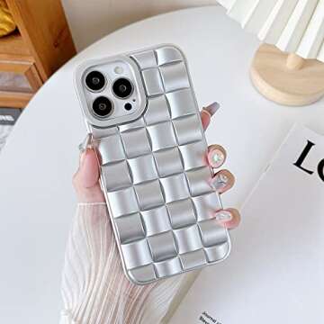 Skyseaco for iPhone 14 Pro Max Case, Cute Simple Cases for Women Girls with Anti-Fall Lens Camera Protection Soft TPU Shockproof Case for iPhone 14 Pro Max (6.7inch)-Silver