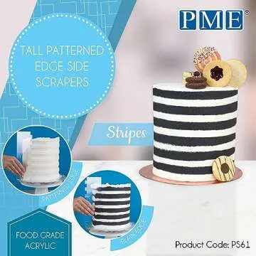 PME Tall Acrylic Stripe Side Scraper for Cake Decorating