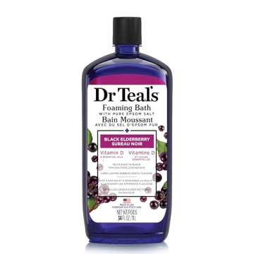 Dr Teal's Foaming Bath with Pure Epsom Salt, Black Elderberry with Vitamin D & Essential Oils, 34 fl...
