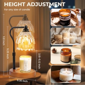 Candle Warmer Lamp with Timer and Wireless Remote Control, Dimmable Candle Warmer for Jar Candles, H...