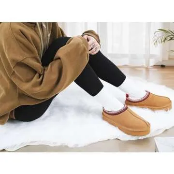 SMajong Women Winter Snow Boots Thickened Flat Boots Fur Lined Warm Durable Shoes Home Slippers Casual Shoes Brown 10.5 US (sole size 43)