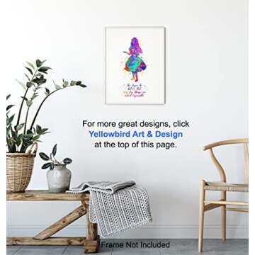 Inspirational Quote - Alice Wonderland Wall Art Print- Great Motivational Gift - Chic Room, Home or Office Decor Poster for Kids or Girls Bedroom - 8x10 Unframed Photo