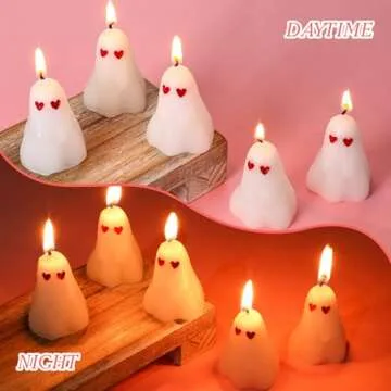 MTLEE 20 Pcs Valentine's Candles Heart Ghost Candles Spooky Soy Wax Burning Candle Novelty Romantic Decorations for Valentine‘s Day Decor Home Bedroom Room Table Anniversary Wedding Party