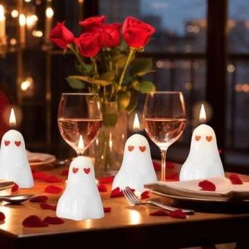 MTLEE 20 Pcs Valentine's Candles Heart Ghost Candles Spooky Soy Wax Burning Candle Novelty Romantic Decorations for Valentine‘s Day Decor Home Bedroom Room Table Anniversary Wedding Party