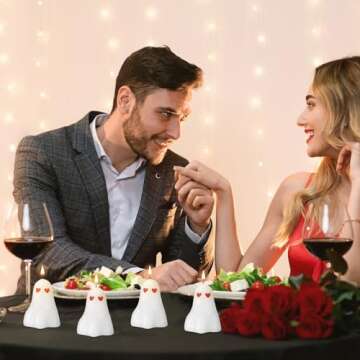 MTLEE 20 Pcs Valentine's Candles Heart Ghost Candles Spooky Soy Wax Burning Candle Novelty Romantic Decorations for Valentine‘s Day Decor Home Bedroom Room Table Anniversary Wedding Party