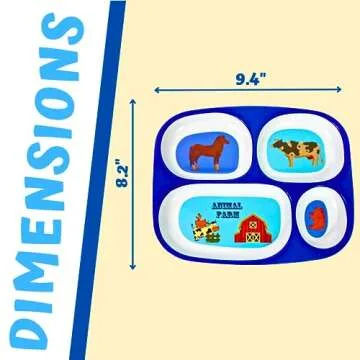 4E's Fun Divided Melamine Plates for Kids - 4 Pack