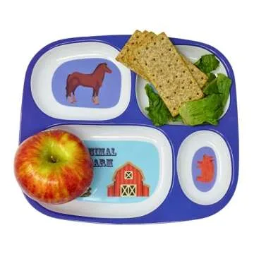 4E's Fun Divided Melamine Plates for Kids - 4 Pack