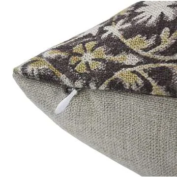Fabritual Handmade Block Print Thick Linen 20X20 Inches Throw Vintage Pillowcase Cushion Cover with Zipper for Sofa, Couch and Bed, Outdoor, Fall Decoration, Boho Home Décor, Mahalaxmi, Choco Brown