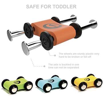 TOP BRIGHT Wooden Car Ramp Race Track Toy – 12 Pack of Vibrant Cars