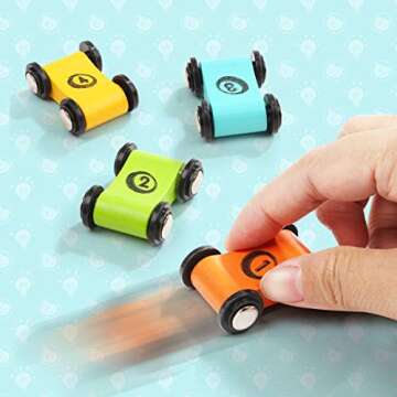 TOP BRIGHT Wooden Car Ramp Toy with 12 Colorful Cars