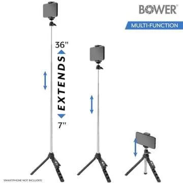 Bower Multipod 6-in-1 Tripod Selfie Stick with Remote Shutter for Smartphones