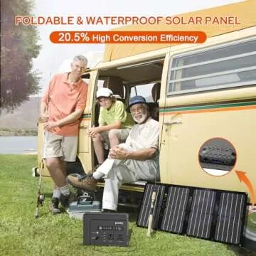 Powkey Solar Generator with Panel,200W Portable Power Station with Solar Panel 40W, 110V Pure Sine Wave DC/USB/AC Outlet Electric Generator Battery Backup for Outdoor Camping Emergency Home