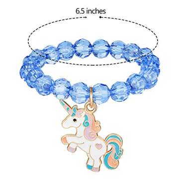 Hicarer 9 Pcs Unicorn Girls Bracelets for Toddler Rainbow Bracelets Princess Colorful Cute Beaded Je...