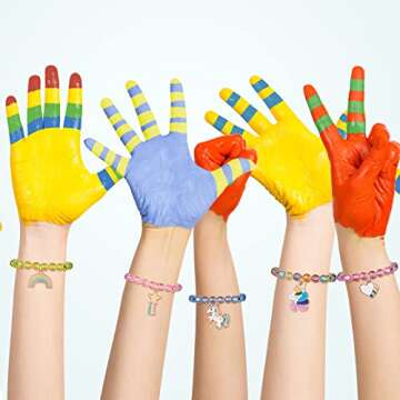 Hicarer 9 Pcs Unicorn Girls Bracelets for Toddler Rainbow Bracelets Princess Colorful Cute Beaded Jewelry for Valentine's Day Easter Gift Goodie Bag Stuffers Birthday Party Favors(Crystal Style)