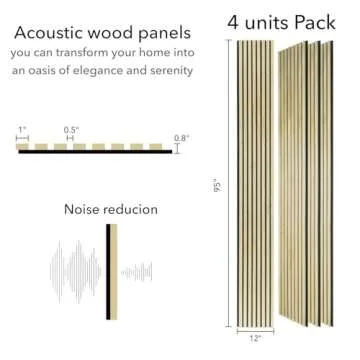ZETY Oak Acoustic Wood Panels - 4PK - Elegant Soundproof Wall Decor - 94.49" x 12"