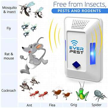 Ultrasonic Pest Control Repeller Plug in - Electronic Insect Defender 2-Pack - Roach Bed Bug Mouse R...