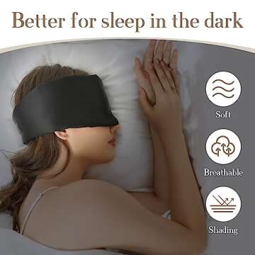 SECZIPE 100% Mulberry Silk Sleep Mask Eye Mask for Women Man with Adjustable Band, for Side Sleeper ...