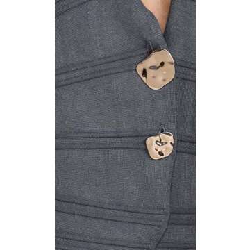 AMUR Women's Pebble Pleated Cardigan, Charcoal Cloud