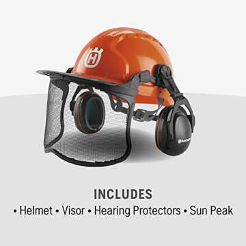 Durable Husqvarna Chainsaw Helmet with Face Shield and Hearing Protection