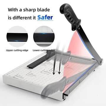 Guillotine Paper Cutter, 12 Inch Heavy Duty Guillotine, 12 Sheet Capacity Stack Paper Trimmer with Safety Blade Lock, 12" Cutting Length and Paper Cutter Slicer for Office Home School