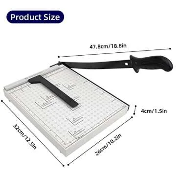 Guillotine Paper Cutter, 12 Inch Heavy Duty Guillotine, 12 Sheet Capacity Stack Paper Trimmer with Safety Blade Lock, 12" Cutting Length and Paper Cutter Slicer for Office Home School