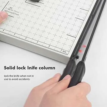 Guillotine Paper Cutter, 12 Inch Heavy Duty Guillotine, 12 Sheet Capacity Stack Paper Trimmer with Safety Blade Lock, 12" Cutting Length and Paper Cutter Slicer for Office Home School