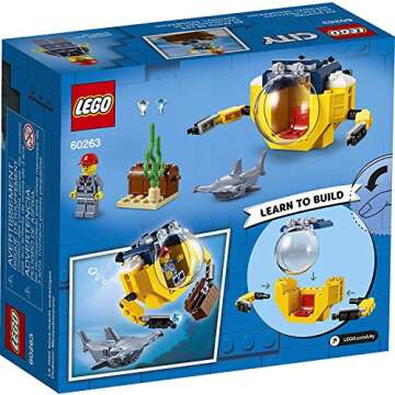 LEGO City Ocean Mini-Submarine 60263, Underwater Playset, Featuring a Toy Submarine, Pirate Treasure...