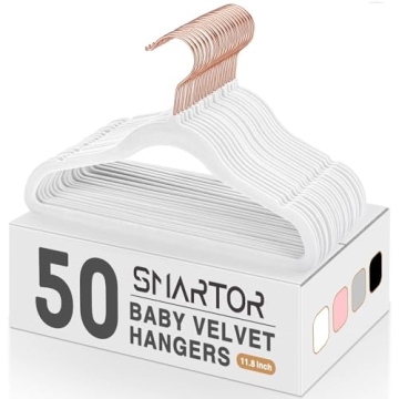 Smartor Premium Baby Hangers Velvet for Closet 50 Pack, 11.8" Durable Kids Felt Hangers Non Slip for...