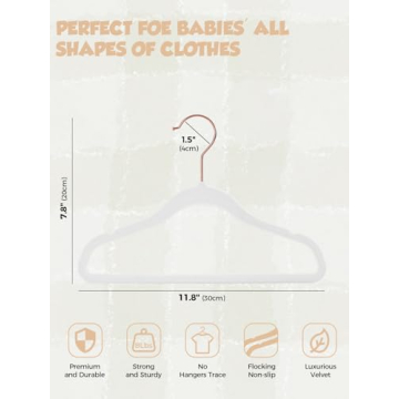 Smartor Velvet Baby Hangers 50 Pack Space-Saving Design