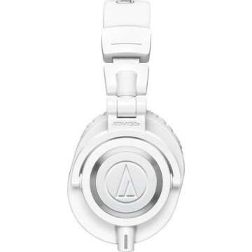 Audio-Technica ATH-M50x Professional Studio Monitor Headphones, White (Renewed)