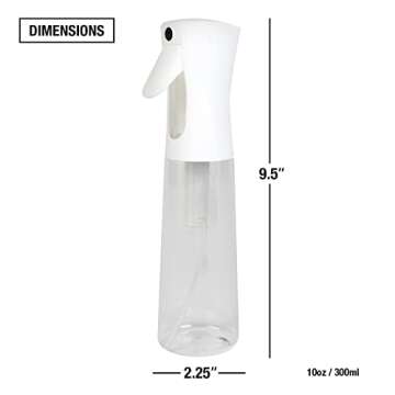 STUDIO LIMITED Hair Spray Bottle 10 oz, Continous Water Mister Spray Bottle, Refillable Fine Mist for Hair Styling, Gardening, Cleaning (White)