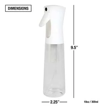 STUDIO LIMITED Hair Spray Bottle 10 oz, Continous Water Mister Spray Bottle, Refillable Fine Mist for Hair Styling, Gardening, Cleaning (White)