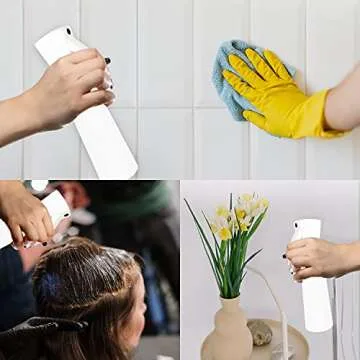 STUDIO LIMITED Hair Spray Bottle 10 oz, Continous Water Mister Spray Bottle, Refillable Fine Mist for Hair Styling, Gardening, Cleaning (White)