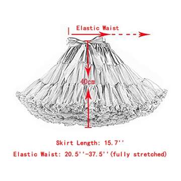 Colyanda Womens 3-Layered Pleated Tulle Petticoat Tutu Puffy Party Cosplay Skirt(Red+White)