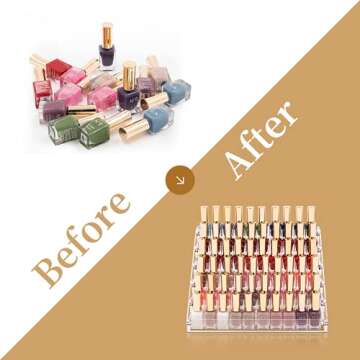 Benbilry 6 Tiers Acrylic Nail Polish Organizer 72 Bottles Essential Oil Stand Clear Holder Sunglasses Eyeglasses Display Makeup Organizer(6 Tiers)