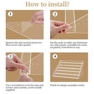 Benbilry 6 Tiers Acrylic Nail Polish Organizer 72 Bottles Essential Oil Stand Clear Holder Sunglasses Eyeglasses Display Makeup Organizer(6 Tiers)