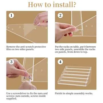 Benbilry 6 Tiers Acrylic Nail Polish Organizer 72 Bottles Essential Oil Stand Clear Holder Sunglasses Eyeglasses Display Makeup Organizer(6 Tiers)