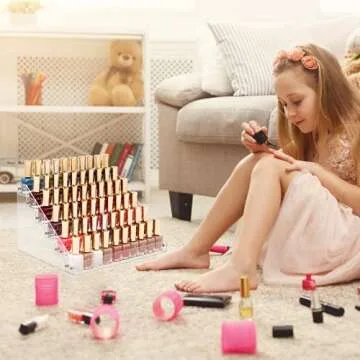 Benbilry 6 Tiers Acrylic Nail Polish Organizer 72 Bottles Essential Oil Stand Clear Holder Sunglasses Eyeglasses Display Makeup Organizer(6 Tiers)