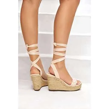 Syktkmx Stylish Women’s Wedge Espadrille Sandals