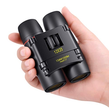 POLDR 12X25 Small Pocket Binoculars for Bird Watching and Concerts