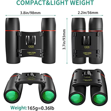 POLDR 12X25 Compact Pocket Binoculars for All Ages