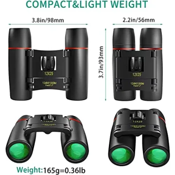 POLDR 12X25 Compact Pocket Binoculars for All Ages
