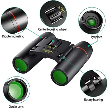 POLDR 12X25 Compact Pocket Binoculars for All Ages