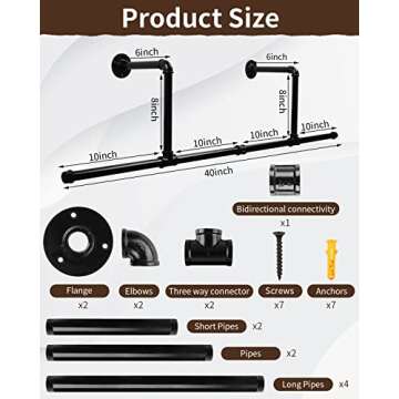 MUZIK 40 Inch Clothes Rack, Heavy Duty Wall Mounted Garment Rack, Multi-Purpose Closet Rods for Bathroom Cabinet, Laundry Room and Bedroom Hanging Clothes